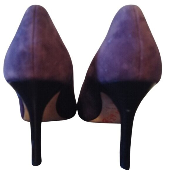 Barneys New York Womens Size 7 Purple Suede Peep Toe Heels 4" Stiletto Spike - Picture 4 of 7
